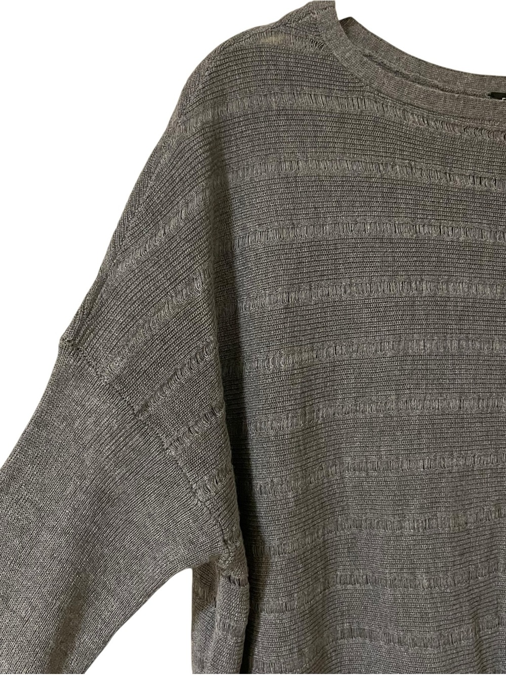 Eileen Fisher Textured Long-Sleeve Sweater Gray XS Stretch Italian Yarn - Picture 3 of 9